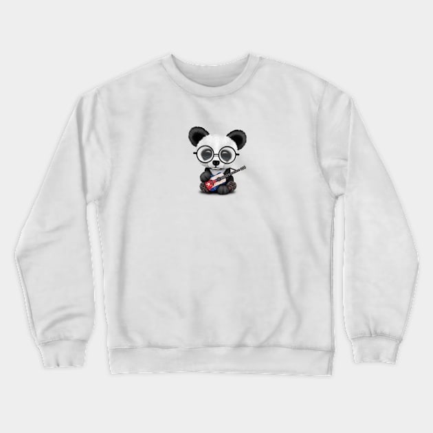 Baby Panda Playing Cuban Flag Guitar Crewneck Sweatshirt by jeffbartels